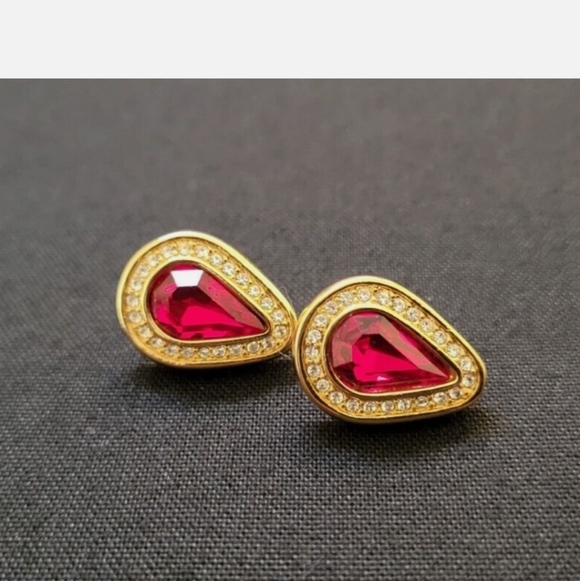 Swarovski Yellow Gold Plate Crystal Drop Earrings - Picture 3 of 5